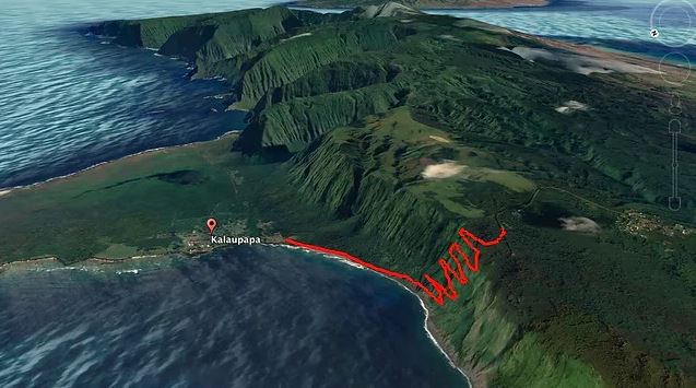 3D Rendering of the Kalaupapa Trail elevation