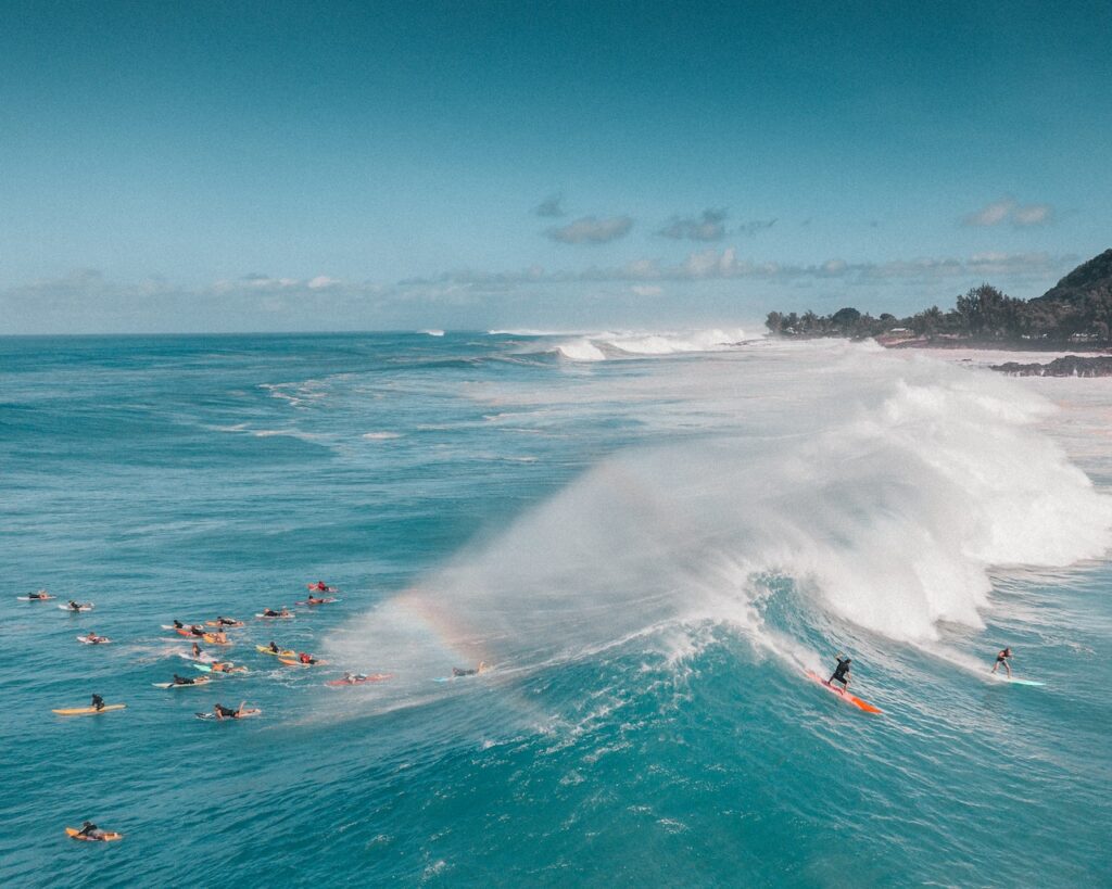 Surfing off the coast of the big island