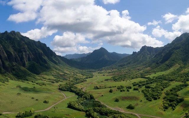 Looking at the valley in the town of Kaaawa