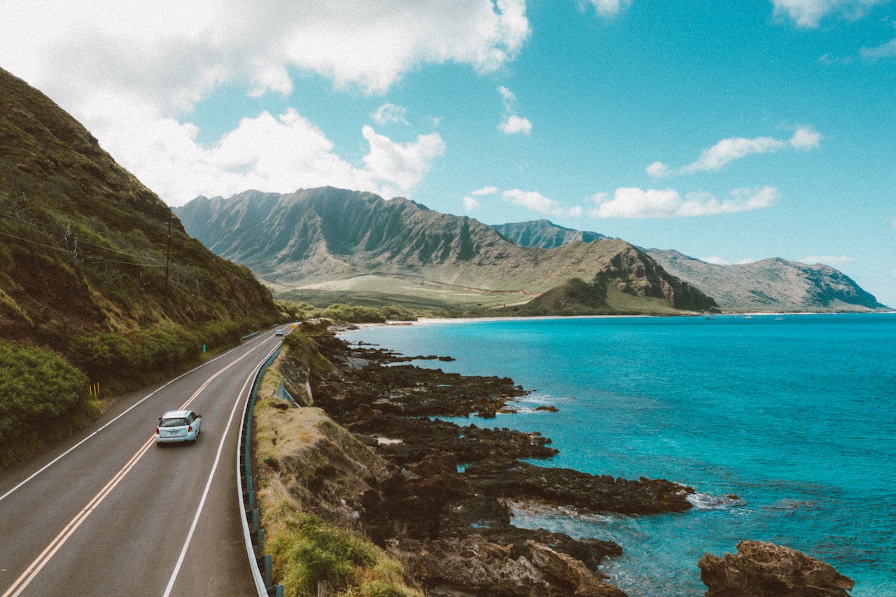 Driving down the windward side of Oahu