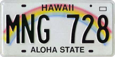 Hawaii License Plate