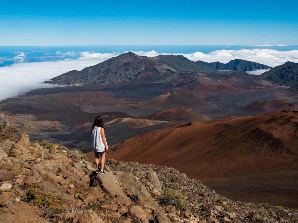 Woman on the Volcano Hike Hawaii