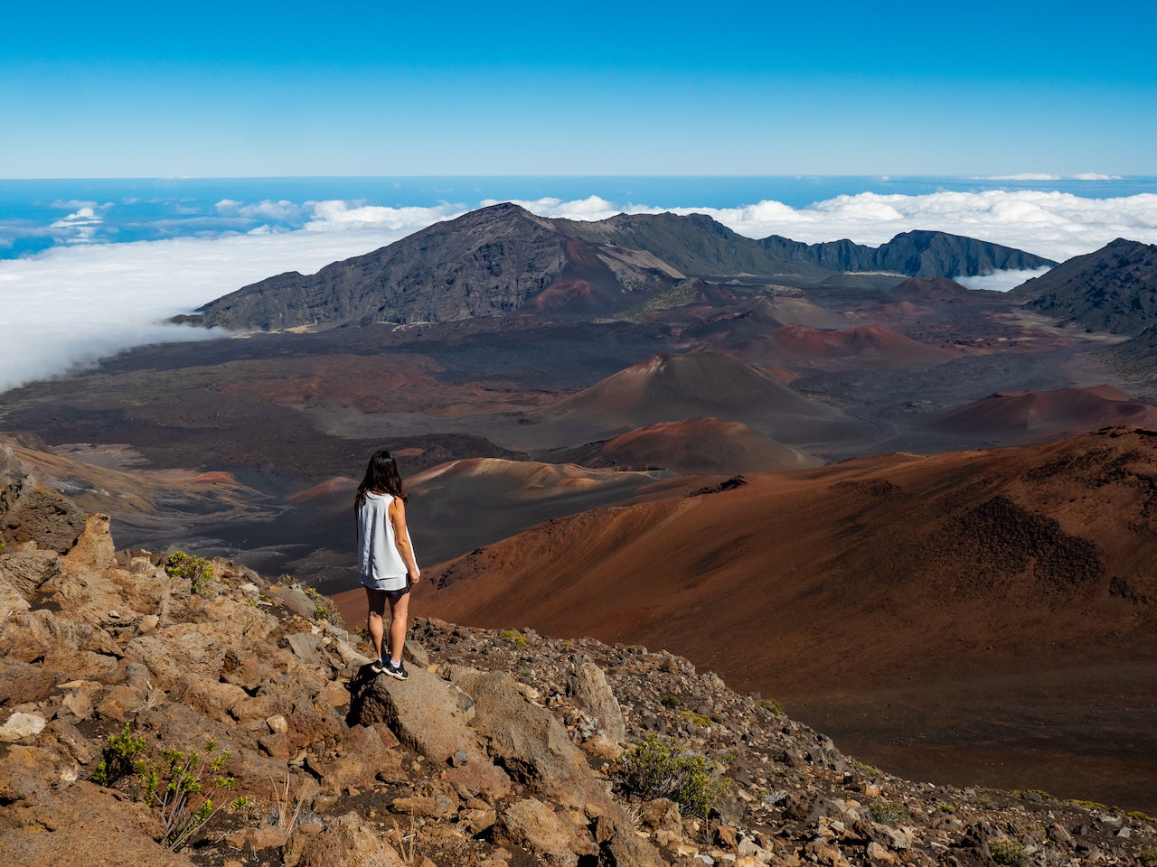 Woman on the Volcano Hike Hawaii