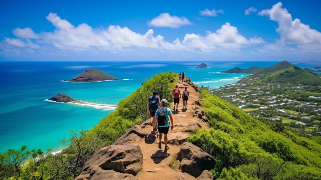 Hikers on the Lanikai Pillbox Trail