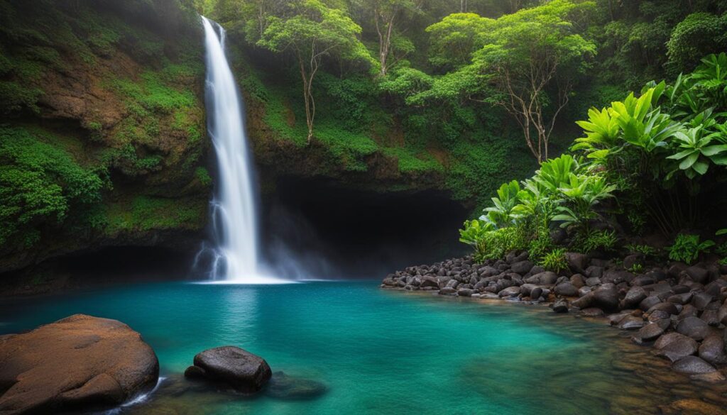Scenic waterfall in Kauai