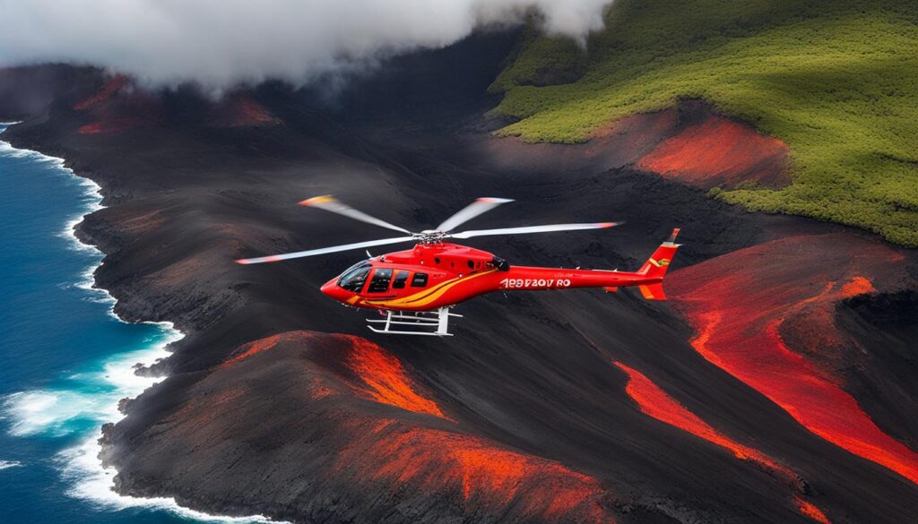 Volcanic landscape from helicopter tour