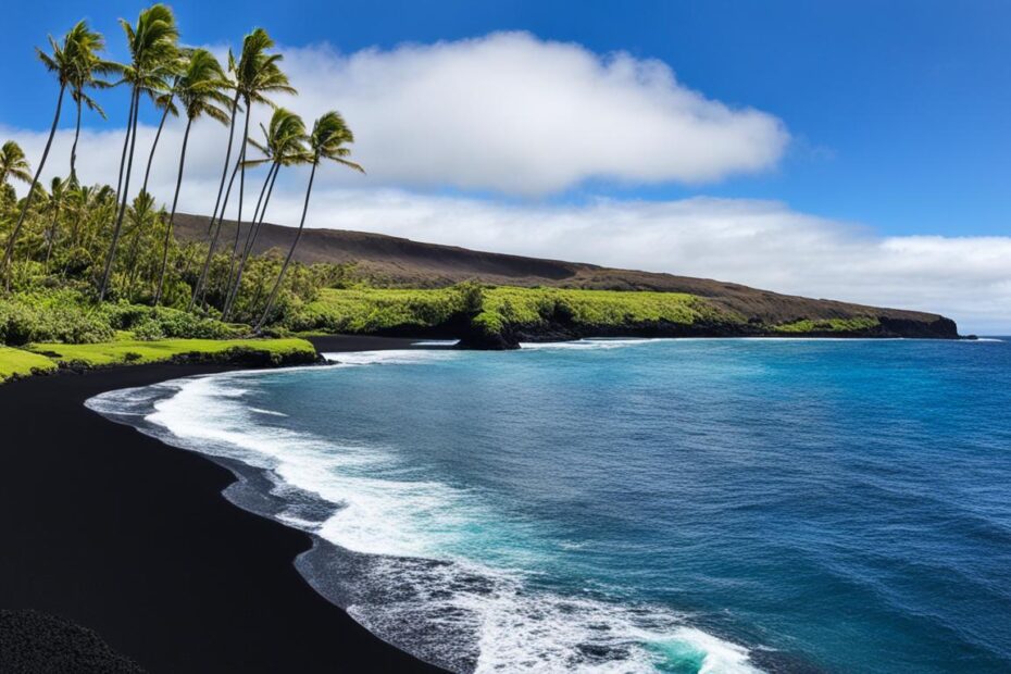 punaluu black sand beach big island hawaii