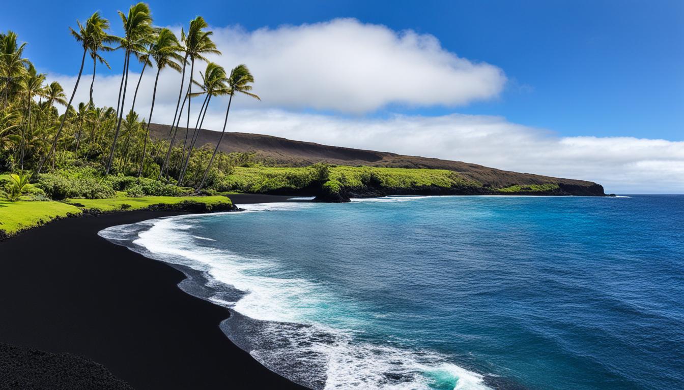 punaluu black sand beach big island hawaii